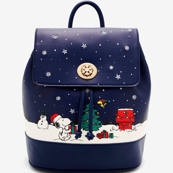 Loungefly | Bags | Peanuts Snoopy Woodstock Holiday Scene Lightup Flap ...